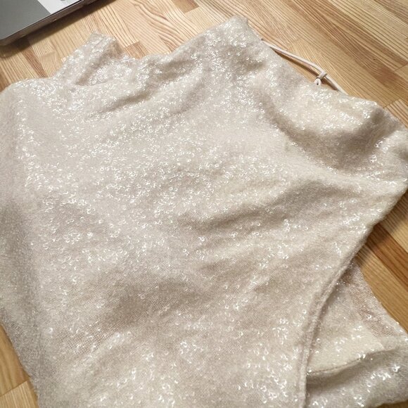 Amanda Uprichard | Kimball Cream Cowl Neck Sequin Top | L - Picture 14 of 15
